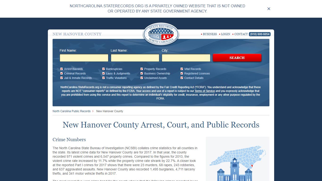 New Hanover County Arrest, Court, and Public Records